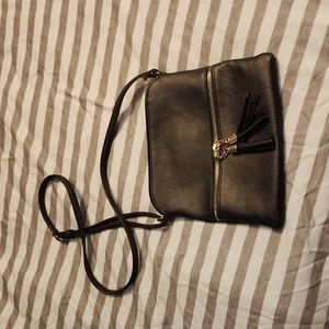 Grey Tassel Cross Body Bag